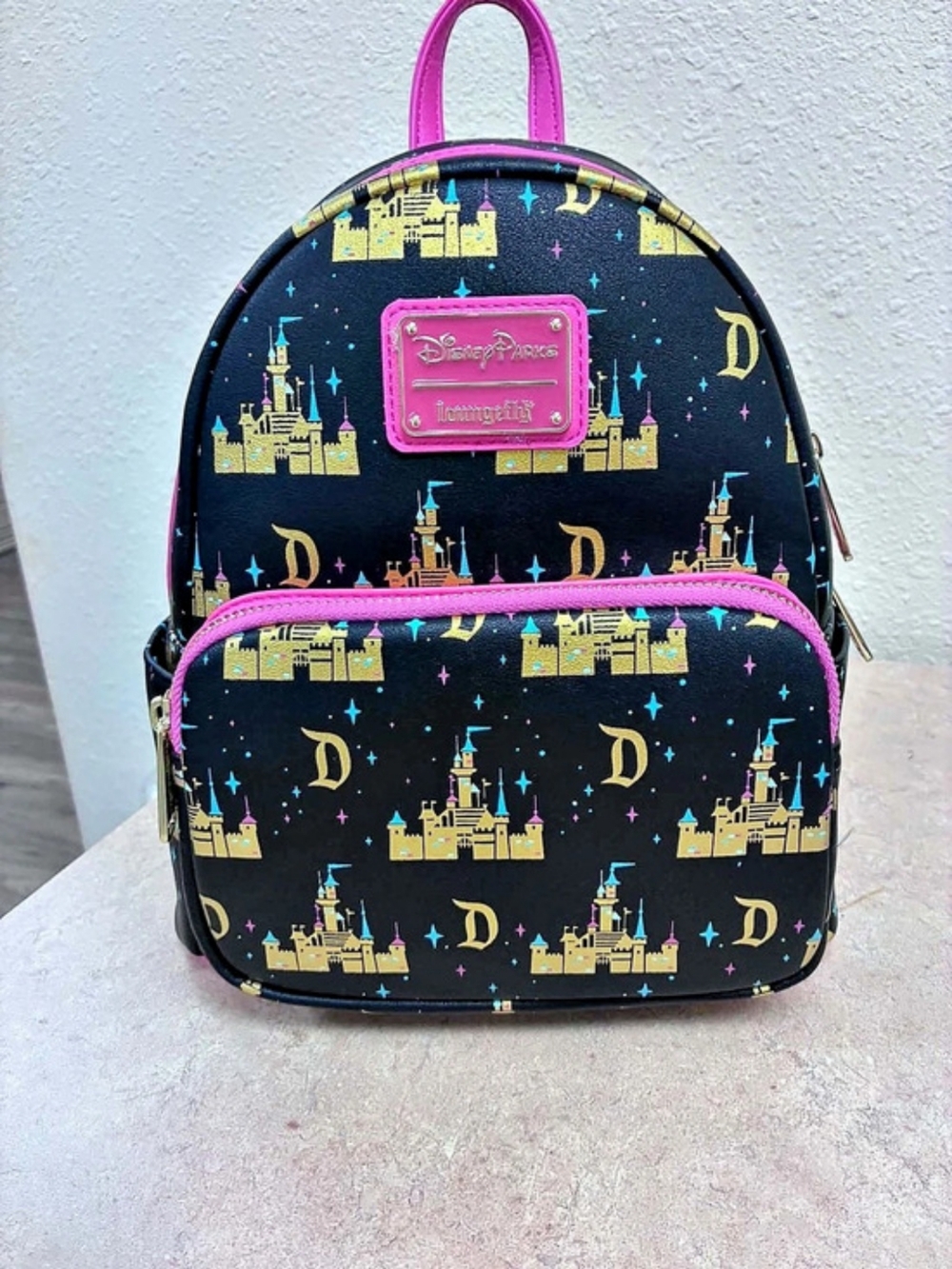 Loungefly Disneyland Sleeping Beauty Castle Mini Backpack Black & Pink